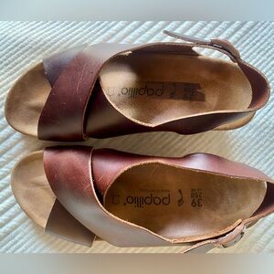 Papillio Samira Ring-Buckle Womens Leather Slingback Wedge Sandals